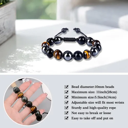Miniatura 3 de TAGOMEI Regalos de Navidad para él, hijo, hombres, adolescentes, niños, nieto, papá, novio, pulseras de cuentas de triple protección para hombres