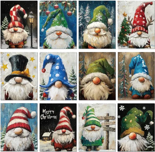 Miniatura 25 de Sherr 12 lienzos predibujados para pintar animales, lienzos preimpresos para pintar para principiantes, estudiantes, suministros de pintura
