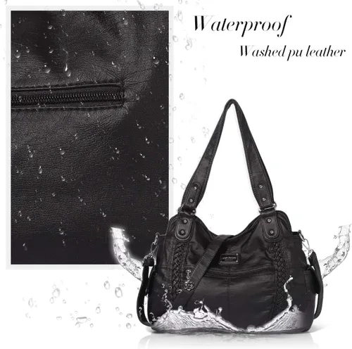 Miniatura 213 de Angel Barcelo - Bolsa de hombro amplia para mujer, diseño Hobo, cuero lavado