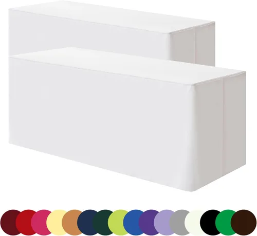 Miniatura 7 de BLACK-4FT Mantel ajustado cubiertas de mesa para mesas rectangulares de 4 pies - Resistente al agua, lavable, tela de poliéster, manteles