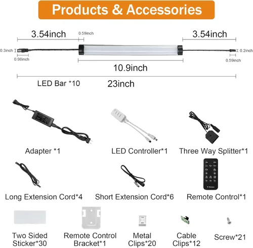 Miniatura 4 de Kit de luces LED para debajo del gabinete, tira regulable inteligente LED regulable, barra conectable de 24 V, luces LED de mostrador para despensa
