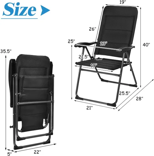 Miniatura 3 de Giantex Juego de 4 sillas de patio, sillas plegables con respaldo ajustable, sillas de exterior para bistró, cubierta, patio trasero, sillón