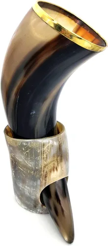 Miniatura 12 de Viking Beber - Taza corta con funda de cuero auténtica y segura para alimentos, sin fugas, taza de cerveza nórdica con capacidad de 8 a 10 onzas