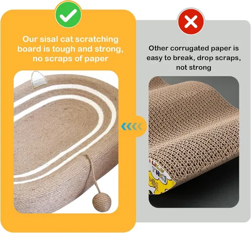 Miniatura 7 de Cama rascador para gatos 3 en 1, tabla rascador de sisal para gatos, almohadilla ovalada para arañazos de gatos, duradera para rascar, cama redonda