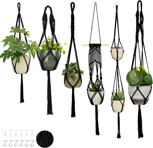 Miniatura 11 de Nook Theory Paquete de 4 Colgadores de Macramé para Plantas con 8 Ganchos - Macetas Colgantes para Plantas de Interior, Colgadores de Macramé Boho