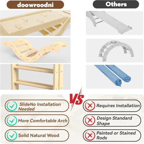 Miniatura 11 de doowroodni Juego de triángulo Pikler 7en1 Juguetes de escalada para niños pequeños de interior Juguetes de escalada plegables para bebés de madera