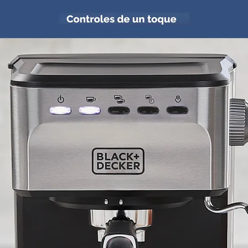 Miniatura 7 de Black+Decker Máquina semiautomática de café expreso y capuchino de 15 bares, máquina versátil con capacidad para usar molidos o cápsulas ESE