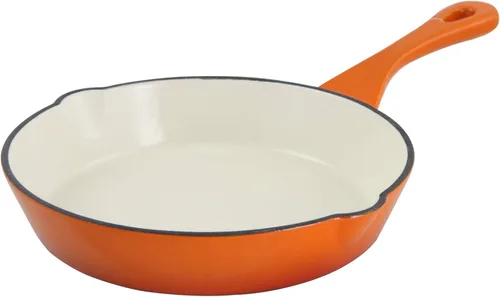 Miniatura 5 de Crock Pot Artisan - Sartén redonda de hierro fundido esmaltado, 8 pulgadas, color rojo escarlata