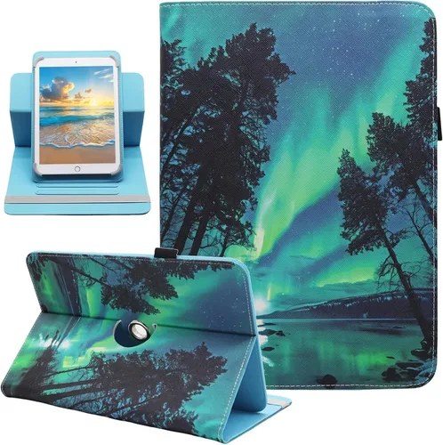 Miniatura 7 de Funda universal para tablet Android de 10 y 10.1 pulgadas, Dluggs de piel sintética con rotación de 360 grados, soporte multiángulo