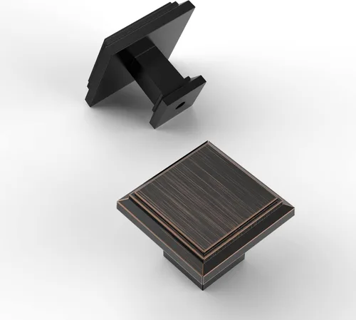 Miniatura 49 de Amerdeco Paquete de 6 pomos de gabinete de 1.3 pulgadas (1.260 in), níquel satinado cepillado para armarios de tocador y baño, ZH0001BSNK