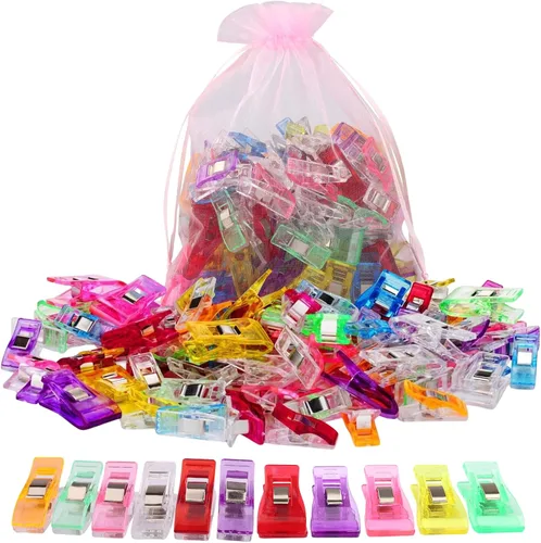 Miniatura 8 de CampTek Paquete de 100 clips de tela para coser con caja de estaño, nociones de costura para coser suministros de acolchado, accesorios