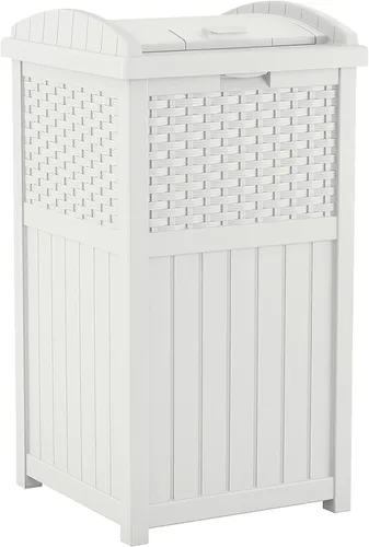 Miniatura 5 de Suncast Caja de almacenamiento de mimbre de resina de 99 galones para patio, contenedor de almacenamiento al aire libre resistente al agua blanco