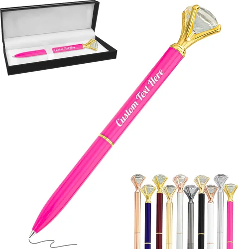 Miniatura 33 de Aolun 10 bolígrafos de diamantes con cristal personalizados a granel, bolígrafo de metal personalizado con nombre grabado, regalos de texto