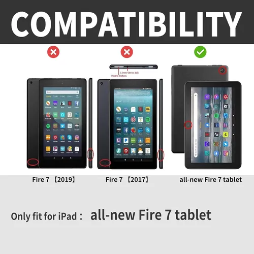 Miniatura 2 de Funda para tablet Fire 7 (12ª generación, versión 2022), delgada, a prueba de golpes, delgada, de piel sintética, con función de apagado/encendido