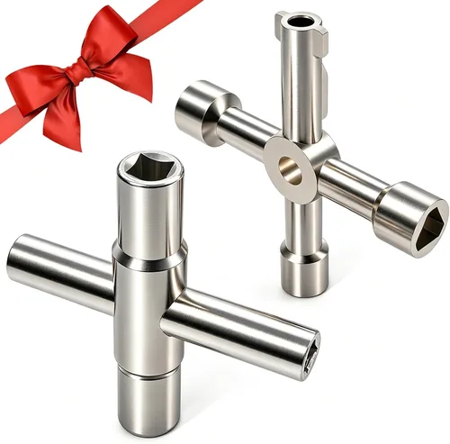 Juego de 2 llaves de agua, llave de 4 vías, llave Sillcoce, llave de grifo para grifos, válvula y armario