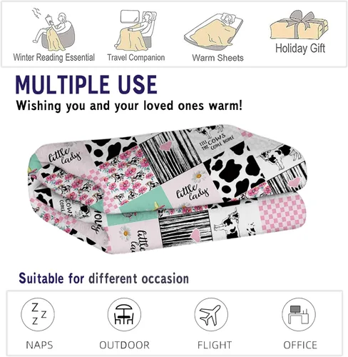 Miniatura 4 de YunTu Manta de vaca con estampado de vaca de animales de granja para niñas y mujeres, ropa de cama de decoración de vaca, regalos para Navidad, San