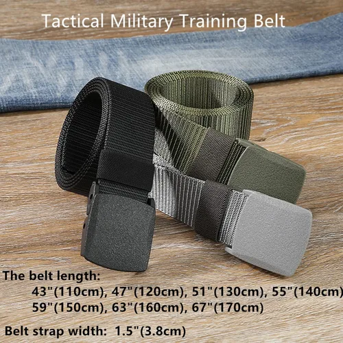 Miniatura 2 de Cinturón para hombre, cinturón táctico militar de nailon con hebilla sin metal, paquete de 2 Camuflaje verde y camuflaje caqui
