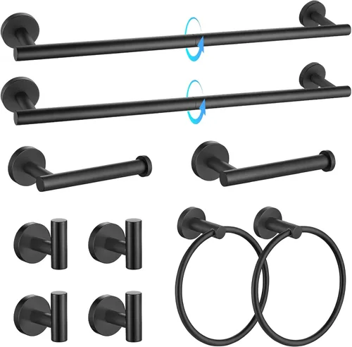 Miniatura 14 de TQKAG Juego de accesorios de baño de 5 piezas, juego de accesorios de baño de oro cepillado de 23.6 pulgadas, juego de toallero de acero inoxidable