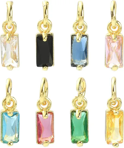 Miniatura 40 de Ipotkitt - 20 piezas de dijes de cobre con circonita cúbica micropavé en forma de flor con anillo de salto, dijes con forma de planta y flor