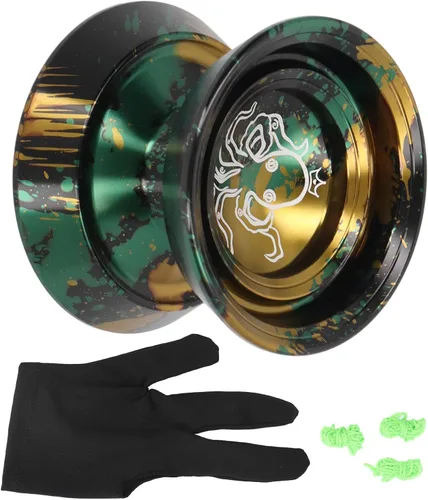 Miniatura 6 de Yoyo que no responde, Yoyo de metal para adultos jugadores avanzados de Yoyo, Yoyo profesional con 3 guantes de cuerdas Yoyo, bola Yoyo para niños
