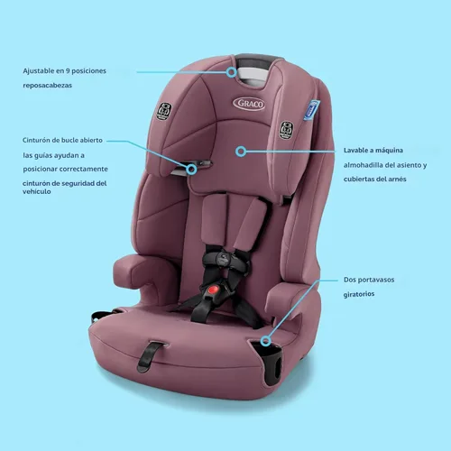 Miniatura 4 de Graco Tranzitions - Asiento elevador de arnés 3 en 1, asiento de automóvil orientado hacia adelante, respaldo alto, a refuerzo sin espalda, Eloise