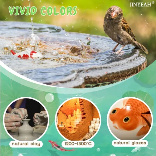 Miniatura 4 de Pez Koi flotante de cerámica 【artesanía de esmalte chino】Decoración de estanque de cerámica flotante de peces falsos Koi Decoración para estanque