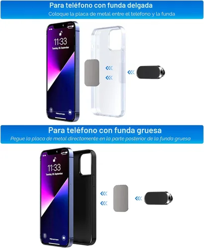 Miniatura 6 de TT&C Paquete de 2 soportes magnéticos para el tablero del automóvil, soporte para teléfono celular N52 superfuerte (adhesivo de alta unión)