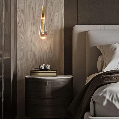 Miniatura 2 de Lámpara de pared para cabecera de dormitorio, moderno aplique de pared LED de cristal de 5 W con kit de metal plateado, lámpara de ambiente