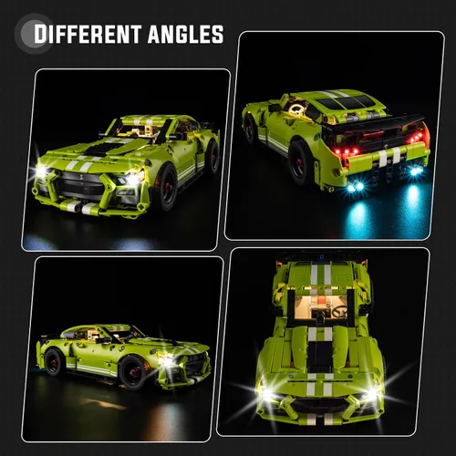 Miniatura 5 de Kyglaring Kit de luces LED compatible con Lego Mustang Shelby GT500 Technic 42138 bloques de construcción de automóvil, accesorios de iluminación