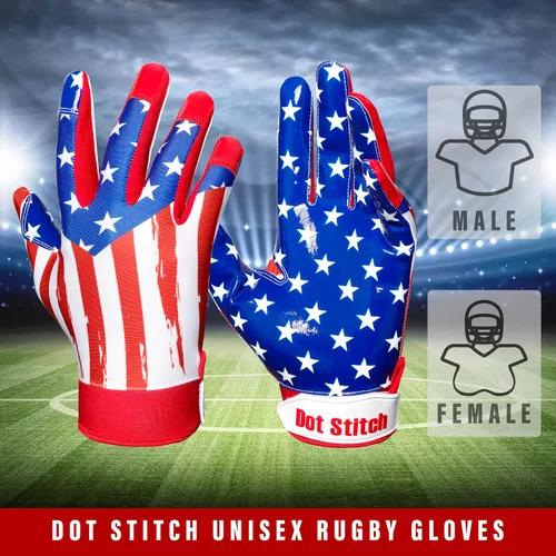 Miniatura 4 de Guantes de fútbol con la bandera estadounidense, guantes receptores de silicona para hombres, guantes receptores de fútbol con bandera de EE. UU.