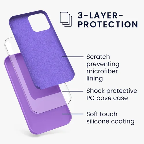 Miniatura 2 de kwmobile Funda compatible con Apple iPhone 12 Pro Max, funda de silicona TPU con acabado suave, color morado orquídea