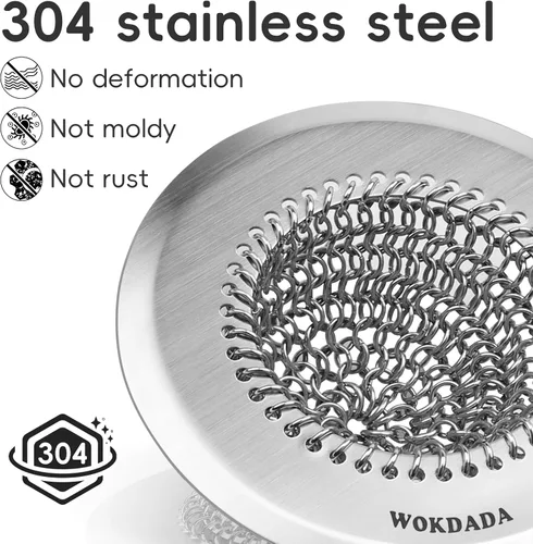 Miniatura 8 de Wokdada Revolucionario colador de drenaje para fregadero de cocina y tapón de fregadero/malla de cadena reversible patentada, limpieza sin esfuerzo