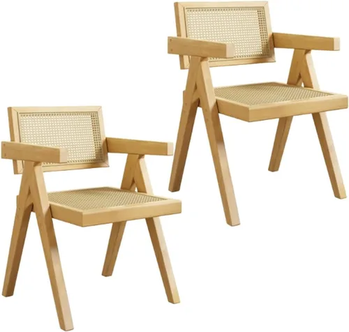 Miniatura 14 de YVYKFZD Juego de sillas de comedor de madera, sillas de comedor de ratán, silla de cocina con respaldo, sillón de salón, silla auxiliar cómoda