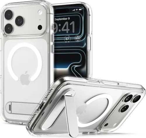Miniatura 21 de Spigen Funda ultra híbrida S MagFit diseñada para iPhone 15 (2023) [Kickstand] [Amti Yellowing], compatible con MagSafe, color negro