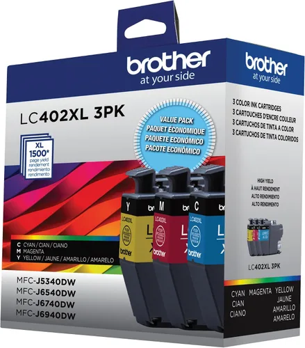 Miniatura 5 de Brother Genuine LC402XL 3PK Paquete de 3 cartuchos de tinta de alto rendimiento, cian, magenta y amarillo, negro