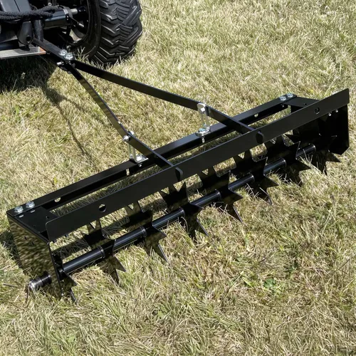 YITAMOTOR Aireador de césped de 32 pulgadas, remolque manual detrás de los aireadores de césped rodantes con 8 picos, 100 libras de alta resistencia
