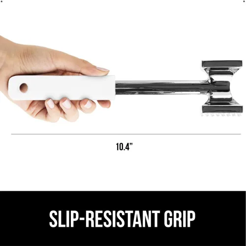 Miniatura 4 de GORILLA GRIP Herramienta ablandadora de carne de doble cara patentada sin BPA, mango suave y cómodo con agujero para colgar, mazo de cocina Blanco