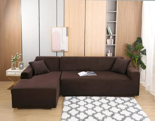 Miniatura 2 de MIFXIN Funda para sofá en forma de L, 2 piezas, fundas elásticas de felpa elástica para sofá seccional, protector de muebles en forma de L