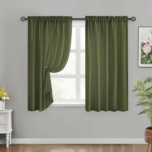 Miniatura 40 de HOMEIDEAS Cortinas Transparentes de Privacidad Blancas No Transparentes, 52 X 45 Pulgadas de Largo 2 Paneles Cortinas Transparentes Filtradoras