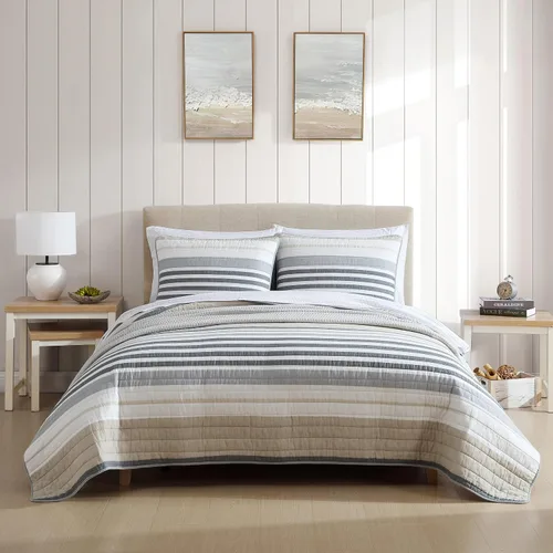 Nautica - Juego de edredón individual, ropa de cama reversible de algodón con funda a juego, juego de ropa de cama moderno para todas las estaciones