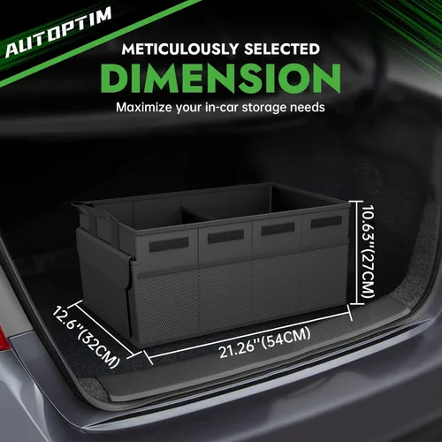 Miniatura 2 de AUTOPTIM Organizador de maletero de automóvil, organizador plegable para automóvil con parte inferior antideslizante y múltiples bolsillos