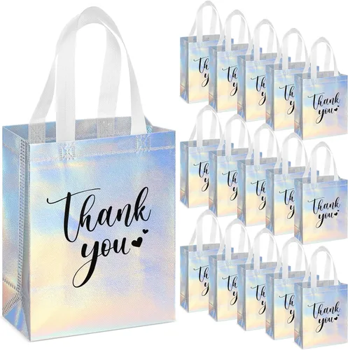 Miniatura 19 de Sweetude 30 Bolsas de Regalo de Agradecimiento con Asas a Granel Bolsa de Dulces Reutilizable No Tejida Plegable Bolso de Mano para Regalos