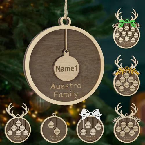 Miniatura 17 de Adornos de Navidad personalizados, familia de 1 nombre, adornos de Navidad de madera personalizados, decoración personalizada, decoración de árbol