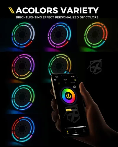 Miniatura 4 de Xprite Luz de freno de neumático de repuesto RGB, luz de rueda trasera de doble anillo compatible con Jeep Wrangler JK JKU 2007-2018, tercera