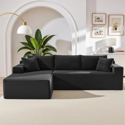Miniatura 31 de Sofá seccional modular de 110", sofá seccional Cloud con asiento profundo, sofás tapizados sin huesos para sala de estar, sofá modular moderno