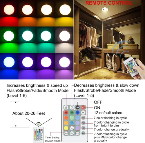 Miniatura 3 de Lámpara de techo alimentada por batería, luz de ducha con control remoto, luz de techo inalámbrica, luces de techo LED con temporizador de Sin
