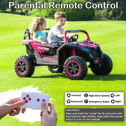 Miniatura 5 de NEWQIDA XXXL Vehículo de juguete de 24 V con batería para niños grandes 4WD Buggy UTV con neumáticos EVA, coche eléctrico para niños con control