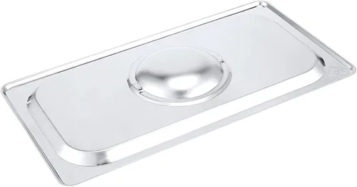 Miniatura 3 de PINGEUI Paquete de 8 tapas de mesa de vapor de acero inoxidable de tamaño 1/3, cubierta sólida para sartén de hotel con asa para bandeja