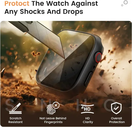 Miniatura 4 de Goton Estuche de Privacidad Resistente al Agua para Apple Watch Protector de Pantalla, Película de Vidrio Templado Anti-Espía Funda de PC Rígida