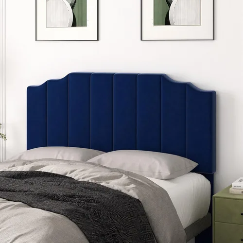 Miniatura 20 de Befurtori Cabecera Solo Tamaño King, Cabecera de Terciopelo Montada en Pared King para Cama Ajustable Cabecera Moderna Tapizada Fácil Montaje, Gris
